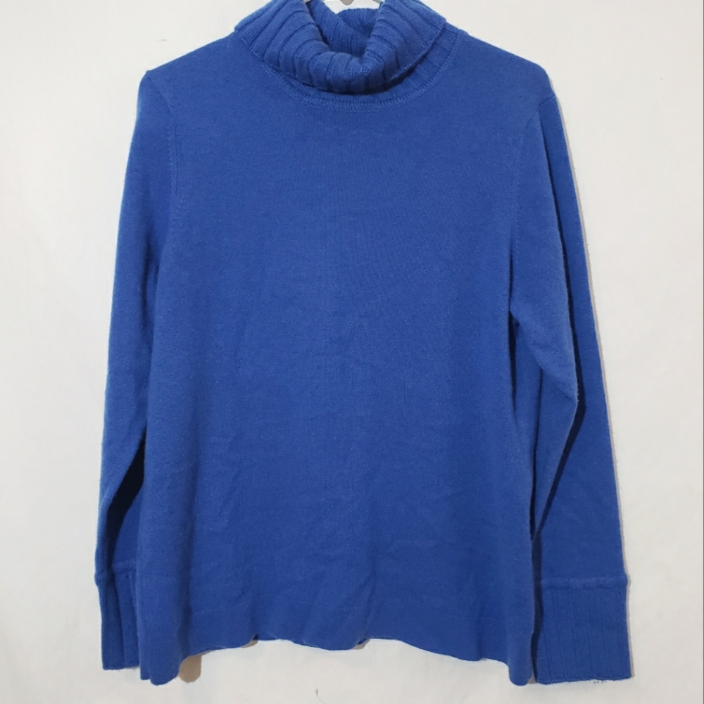 Kinross cashmere sweater turtle neck blue